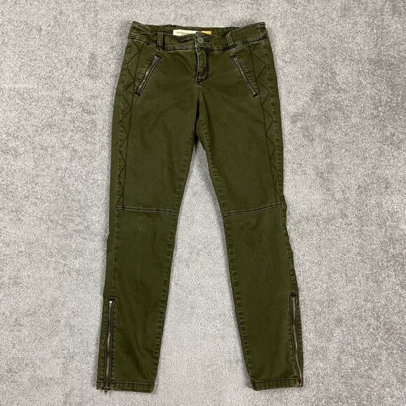 Anthropologie Pilcro and the Letterpress Jeans Green Moto Ankle Zip 29x28 - Picture 1 of 6